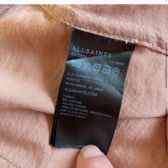 AllSaints Elio Bomber Parka Coat in dusty rose - sz 2 - Picture 11 of 15